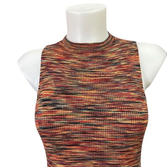 Anthropologie Tami Sleeveless Knit‎ Tunic Top Space Dyed Orange Ribbed sz S NEW - Picture 2 of 9